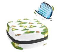 Kit per il primo periodo delle ragazze con motivo rane che giocano sulla foglia di loto, salvaslip assorbenti, portamonete mestruale, porta assorbenti con cerniera, organizer per tovaglioli sanitari
