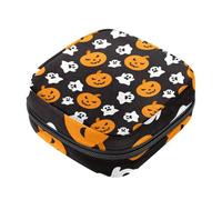 Kit per il primo periodo di Halloween con fantasma zucca divertente per ragazze, salvaslip tampone, borsa mestruale, supporto per assorbenti con cerniera, organizer per tovaglioli sanitari