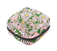 Kit per il primo periodo disegnato a mano con margherite bianche foglie verdi per ragazze tamponi salvaslip borsa mestruale infermieristica supporto con cerniera sanitaria raccogliere tovagliolo borsa