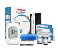 Kit per il test del diabete Sinocare AQ PRO I, monitor della glicemia con 100 strisce reattive, confezione completa in mg/dL Polipropilene