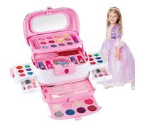 Kit per il trucco per bambini - Vanità per il trucco Giocattoli per ragazze | Set di giocattoli cosmetici lavabili | Giocattoli per il trucco di finzione in ABS | Kit per il trucco reale da 24 pezzi p