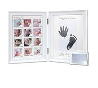 Kit per impronte di mani e cornice per foto per neonato,Memorabili ricordi per baby shower Set regalo, decorazioni per pareti della camera o arredamento della scuola materna (bianca)