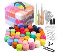 Kit per infeltrimento ad ago, 48 colori in feltro di lana, strumenti di base e accessori per lavori fai da te in feltro di lana, materiale per filatura manuale per principianti