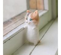 Kit per infeltrimento ad ago fatto a mano per bambole di gatto, set tutto incluso in feltro di lana per artigianato creativo (| The |)