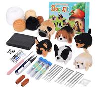 Kit per infeltrimento ad ago, pupazzo a forma di cane da 6 pezzi, manuale per principianti, kit per infeltrimento ad ago con istruzioni dettagliate per progetti artigianali e fai da te per festival.