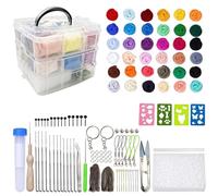 Kit per infeltrimento in lana e pelle, 36 colori, aghi, per progetti creativi fai da te, scatola portaoggetti, kit per infeltrimento ad ago per principianti