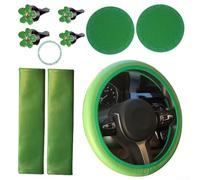 Kit per interni auto con coprivolante, coperture di sicurezza per spalle, clip a fiore per bocchette dell'aria, portachiavi Start e coperture per cinture di sicurezza per un aggiornamento funzionale
