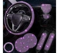 Kit per interni auto, copertura per volante scintillante, accessori per auto glitterati, con strass, per auto, 3 colori, per SUV, furgoni, berline, auto (viola)