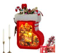 Kit per la casa in miniatura con luce LED natalizia per calze di Natale