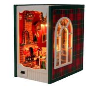 Kit per la casa in miniatura, con luci LED, scena natalizia, decorazione per la casa in legno, per appartamenti, camini, aule, uffici, camere da letto, cucina, soggiorno, bambini e vacanze in famiglia