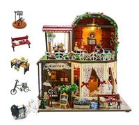 Kit per la casa in miniatura fai da te con la musica, il caffè Shop Casa delle bambole in legno,Camera creativa regalo di compleanno per adolescenti