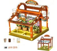 Kit per la coltivazione di piante per bambini, serra a LED, dotata di pannelli in acrilico, per la crescita educativa delle piante, divertente, sicura per i bambini, verde