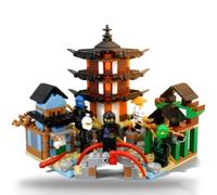 Kit per la costruzione del tempio della pagoda giapponese, scena del guerriero samurai ninja con ponte di attraversamento e casa zen, modello MOC modulare di architettura, compatibile con Lego, regalo
