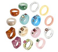 Kit per La Creazione Di Anelli Di Candy Diamond-Set Carino trasparente retrò acrilico gemma temperamento anello anelli Anelli Midi (Multicolor, One Size)