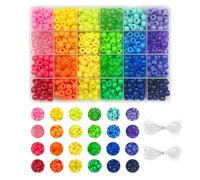 Kit per la creazione di braccialetti dell'amicizia con perline pony, 24 colori, 720 pezzi arcobaleno sfusi e 980 pezzi di perline con lettere, 24 colori, 1200 pezzi