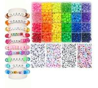 Kit per la creazione di braccialetti dell'amicizia con perline Pony, 24 colori, set di Kandi, 720 pezzi arcobaleno sfusi e 980 pezzi di perline con lettere, con 24 e 200 lettere
