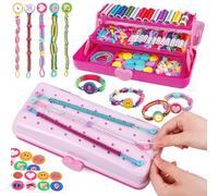 Kit per la Creazione di Braccialetti dell'Amicizia per Ragazze con Scatola, Fai da Te Braccialetti Kit di Arte e Artigianato, Regali di Natale e Compleanno per Bambini di 6-12 Anni Rosa