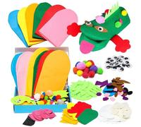 Kit per la creazione di burattini a mano, kit di burattini in feltro a tema animali dei cartoni animati, 6 pezzi, di artigianato fai da te educativo colorato e carino, gioco di ruolo narrativo