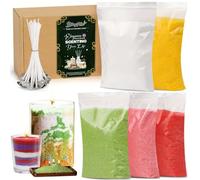 Kit per la creazione di candele in cera di sabbia, - 5 Couleurs (Refillable) avec Mèches et Perles de Cire - Décoration pour Fêtes (Halloween, Noël, Mariage, Anniversaire)