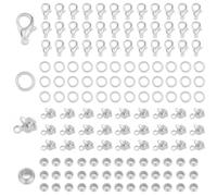 Kit per la creazione di gioielli da 350 pezzi/scatola, chiusura a moschettone, anelli di congiunzione aperti, perline, per la creazione di gioielli fai da te, collane, orecchini, forniture