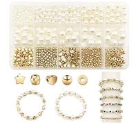Kit per la creazione perline da 720 Perline | Perle bianche, perline con alfabeto, perline sciolte, per artigianato, kit per la creazione gioielli, bracciale