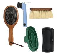 Kit per la cura dei cavalli, 5 pezzi, con spazzola per zoccoli, pettine per coda, raschietto per capelli, spazzola per il viso