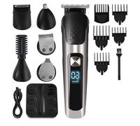 Kit per la cura della barba da uomo, multifunzione, rasoio elettrico professionale con lama a T zero lacune, per naso, orecchie, barba, corpo, impermeabile, senza fili, 6 in 1