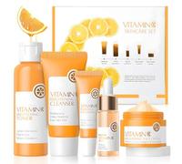Kit per la Cura Della Pelle Alla Vitamina C, 5 Pezzi Skincare Kit con Vitamina C Crema, Detergente, Crema Occhi, Siero, Tonico, Kit Skincare Viso Completo per Una Pelle Luminosa e Radiosa