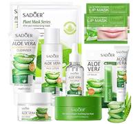 Kit per la Cura della Pelle Aloe Vera 11 Pezzi, Aloe Vera Skincare Set include Detergente, Siero, Tonico, Crema Viso, Balsamo per le Labbra, Set Skincare Viso Completo per Ragazze e Donne