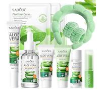 Kit per la Cura della Pelle Aloe Vera 11 Pezzi, Aloe Vera Skincare Set | Set include Detergente, Siero, Tonico, Mini Size da Viaggio Viso, Set Skincare Viso Completo per Ragazze e Donne