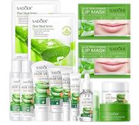 Kit per la Cura della Pelle Aloe Vera 14 Pezzi, Aloe Vera Skincare Set include Detergente, Siero, Crema per le Mani, Balsamo Per le Labbra, Set Skincare Viso Completo Per Ragazze e Donne