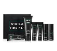 Kit per la cura della pelle maschile - Set completo anti-età con detergente viso quotidiano, scrub esfoliante, siero viso, crema contorno occhi, crema idratante mattina e notte per, 6 pezzi
