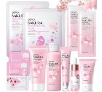 Kit per la Cura della Pelle Sakura 11 Pezzi, include Detergente, Tonico, Crema V