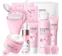 Kit per La Cura Della Pelle Sakura 12 Pezzi,Include Detergente, Tonico, Crema Vi