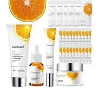 Kit per la Cura della Pelle Vitamina C, 29 Pezzi Set illuminante alla Vitamina C con Siero, Detergente, Crema, Contorno Occhi, Maschera, Set di Creme Regalo per Donna, per Adolescenti e Donne