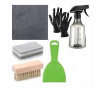 Kit per la cura delle tombe, 7 pezzi, con panno in microfibra e setole rigide, flacone spray, due paia di guanti, spugna e raschietto in plastica da 10,2 cm