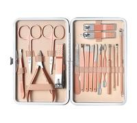 Kit per la cura delle unghie, set per manicure e pedicure, Set di 18 set per manicure, Articoli da toeletta per forbici per unghie spesse portatili in acciaio inossidabile con lussuosa custodia da via