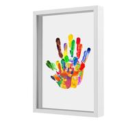 Kit per la famiglia con stampa a mano, adorabile cornice per impronte delle mani del bambino, cornice in legno ecologico con fogli trasparenti, set di pittura sicura per i neo genitori