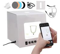 Kit Per La Fotografia Di Gioielli - Rotazione Elettrica A 360°, Supporta L'appensione O Il Posizionamento, 4 Luci Di Riempimento E Luminosità Regolabile, Mini Softbox Professionale(20CM)