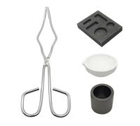 Kit Per La Fusione 'oro - Grafite 4 Pezzi | Lingottiere Resistenti Al Calore | Strumento Per Fusione In Metallo Con Impugnatura Antiscivolo | Set Crogiolo Per Purificazione Di Gioielli Per Orecchi