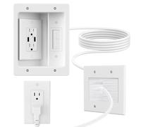 Kit per la gestione dei cavi da parete con spazzola a parete, prese CA e porte USB, cavo da 2,8 m, spine da incasso per la gestione dei cavi TV, cavi HDMI e