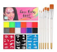 Kit per la pittura del viso con 6 pennelli, sicuro, lavabile per bambini e adulti, perfetto per Halloween, Natale, feste in costume e festival, set trucco per bambini