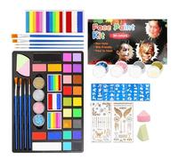 Kit per la pittura del viso con pennelli Set di vernice lavabile facile da pulire per Halloween Compleanni Trucco Halloween Pittura a base d'acqua per bambini adulti feste