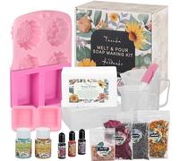 Kit per la produzione di sapone fatto a mano, kit fai da te per sciogliere e versare il sapone: include base di sapone da 0.9 kg, tazza misurino, set di sapone fatto a mano personalizzato