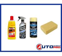 KIT PER LA PULIZIA DELL'AUTO CON SPUGNA PELLE DI DAINO SHAMPOO DETERGENTE CERCHI