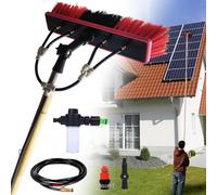 Kit per la pulizia delle finestre da 14,1 m, asta e spazzola in alluminio da 55 cm, detergente per pannelli solari con dispenser di sapone, tubo dell'acqua da 20 m, perfetto per tetti alti e aree