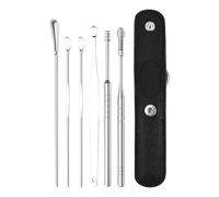 Kit Per La Rimozione Del Cerume, 6 Pezzi Di Detergente Per Cerume In Acciaio Inossidabile, Set Di Strumenti Per La Pulizia Del Cerume Con Custodia In PU, Paletta Per La Pulizia Del Cerume Per