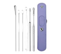 Kit Per La Rimozione Del Cerume, 6 Pezzi Di Detergente Per Cerume In Acciaio Inossidabile, Set Di Strumenti Per La Pulizia Del Cerume Con Custodia In PU, Paletta Per La Pulizia Del Cerume Per
