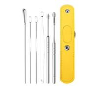 Kit Per La Rimozione Del Cerume, 6 Pezzi Di Detergente Per Cerume In Acciaio Inossidabile, Set Di Strumenti Per La Pulizia Del Cerume Con Custodia In PU, Paletta Per La Pulizia Del Cerume Per