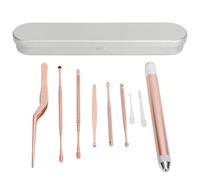 Kit Per La Rimozione del Cerume, Set di Plettri Per Le Orecchie con Luce, Strumento Per La Pulizia della Rimozione del Cerume in Acciaio Inossidabile, Cucchiaio Per Orecchie a Molla a Spirale Per Viag